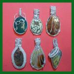 Pendants: Wirewrapped Stones Silverplated 3 for $22.50 ($7.50 each)