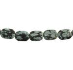 Soft Rectangles: 10 x 14mm Snowflake Obsidian (Volcanic Glass) 15 - 16 inches