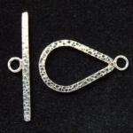 Sterling Silver Clasps: Toggles Teardrop 25mm Textured, each