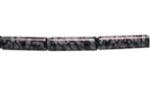 Tubes: 4 x 13mm Snowflake Obsidian (Volcanic Glass) 15 - 16 inches