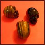 Stone Figurine Skulls: Tigereye, 3 for $27
