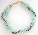 Necklaces: Twisted Seedbeads Green 15 - 16 inches