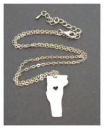 Heart of Vermont Charm: Shiny Silver Plate with a Heart, 17 inch chain