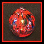 Witch Ball3: Small: WB1063 Hanging Glass Ball, Red with Dark Green Splotches, 3 inches, 3 for $21