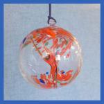 Witch Ball4: WB107 Beautiful Glass, Lots of Orange, Slightly Blue & Green, 4 inches, 2 for $18