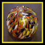 Witch Ball4: WB112 Orange, black, yellow, white 4 inches across, 2 for $18