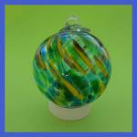 Witch Ball3: Small: WB31 Hanging Glass Ball, Aqua and Yellow and Purple, 3 inches, 3 for $21