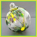 Witch Ball3: Small: WB329 Hanging Glass Ball, Purple and Green and Yellow, 3 inches, 3 for $21