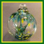 Witch Ball3: Small: WB338 Hanging Glass Ball, Green and Yellow, 3 inches, 3 for $24
