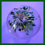 Witch Ball6: WB386 Green with a little yellow and red 6 inches Across