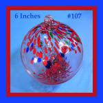 Witch Ball6: #107 Red, a Little Blue and Green 6 Inches Across