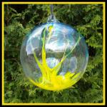 Witch Ball6: #27 Aqua and Yellow 6 Inches Across