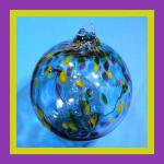 Witch Ball6: #36, Yellow, purple, green, 6 inches Across