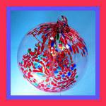 Witch Ball8: #107 Red, a Little Blue and Green 8 Inches Across (Diameter)