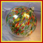 Witch Ball8:  #25 Green, Yellow, Red and 8 Inches Across