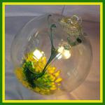 Witch Ball8:  #27 Aqua and Yellow and 8 Inches in Diameter